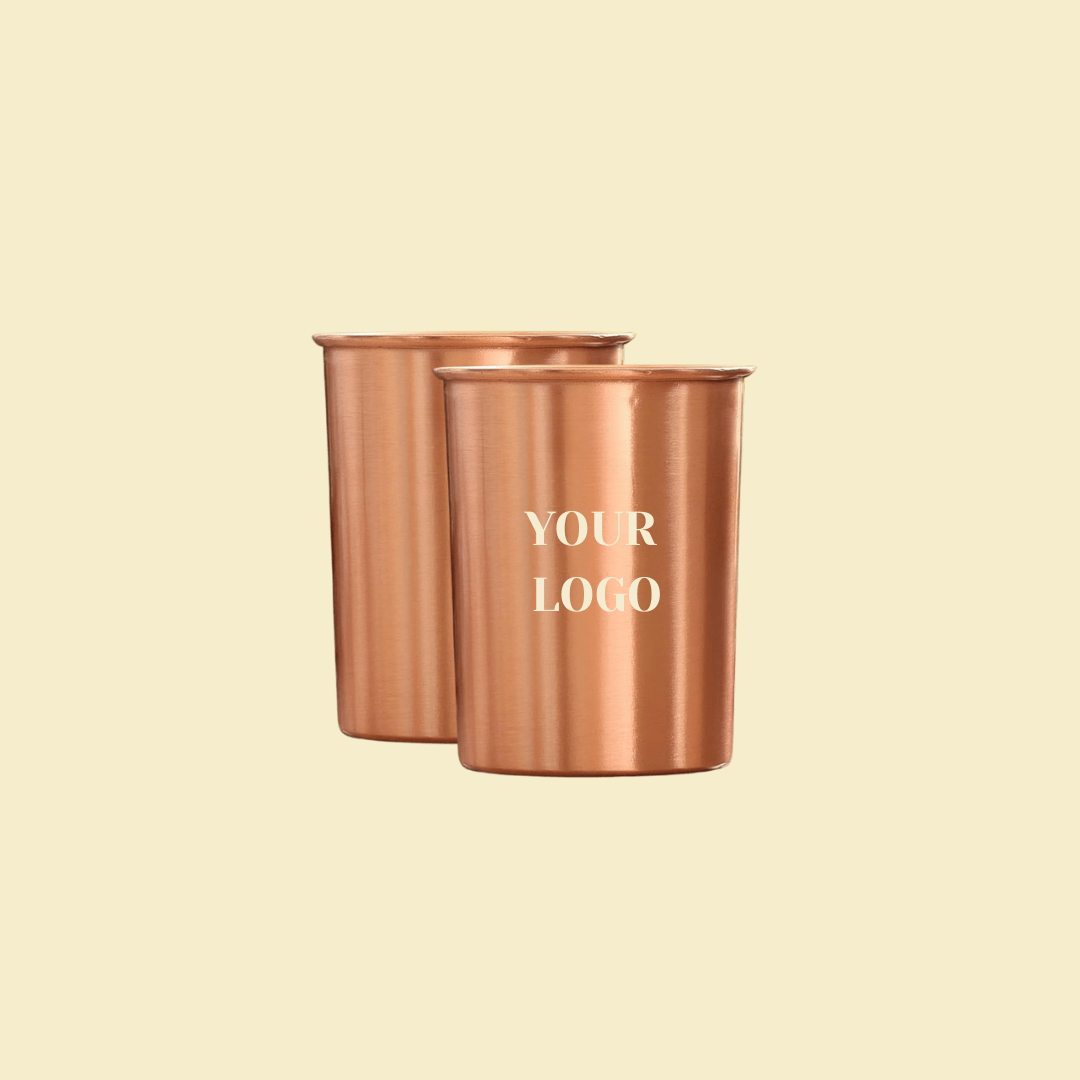 Set of 2 hammered copper glasses for drinking water