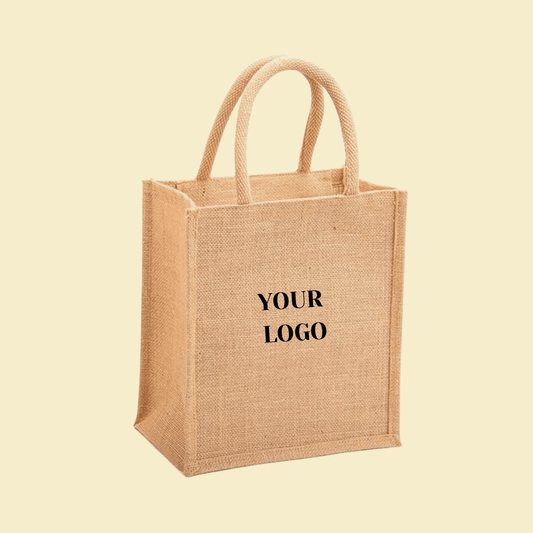 Eco-friendly jute bag with customizable logo print area