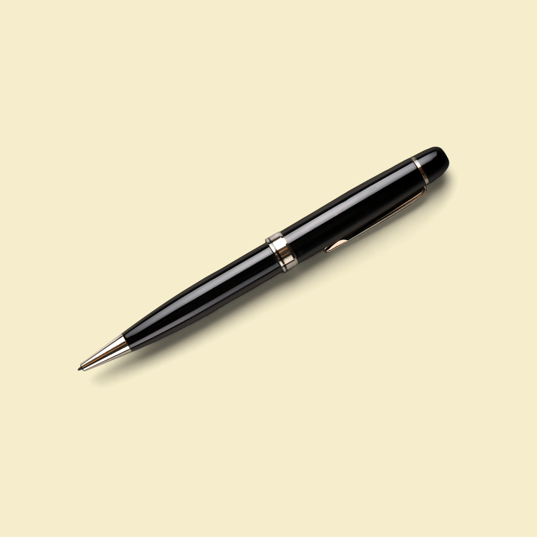 Black metal pen with customized company logo