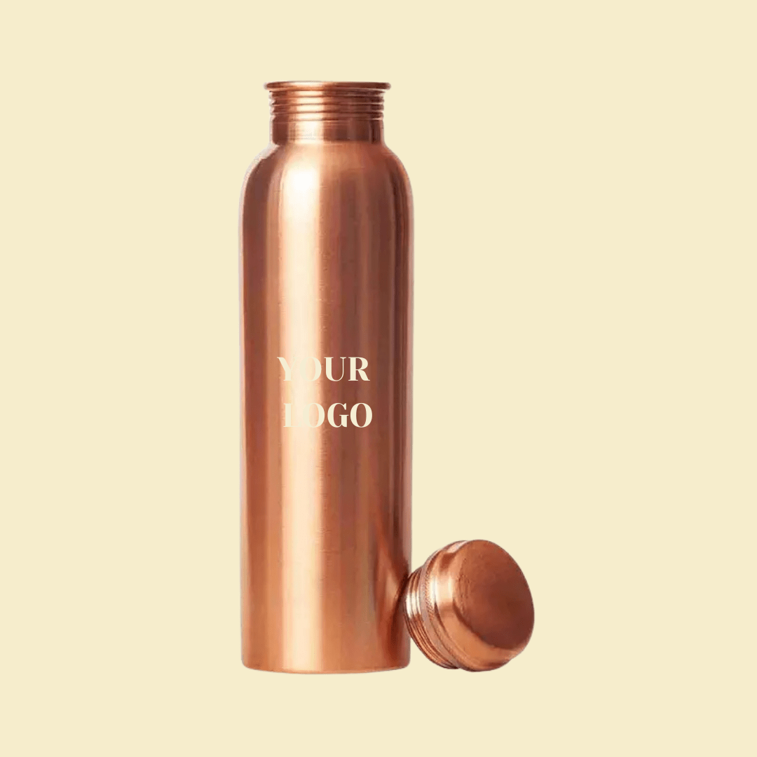 Copper water bottle with customizable logo engraving