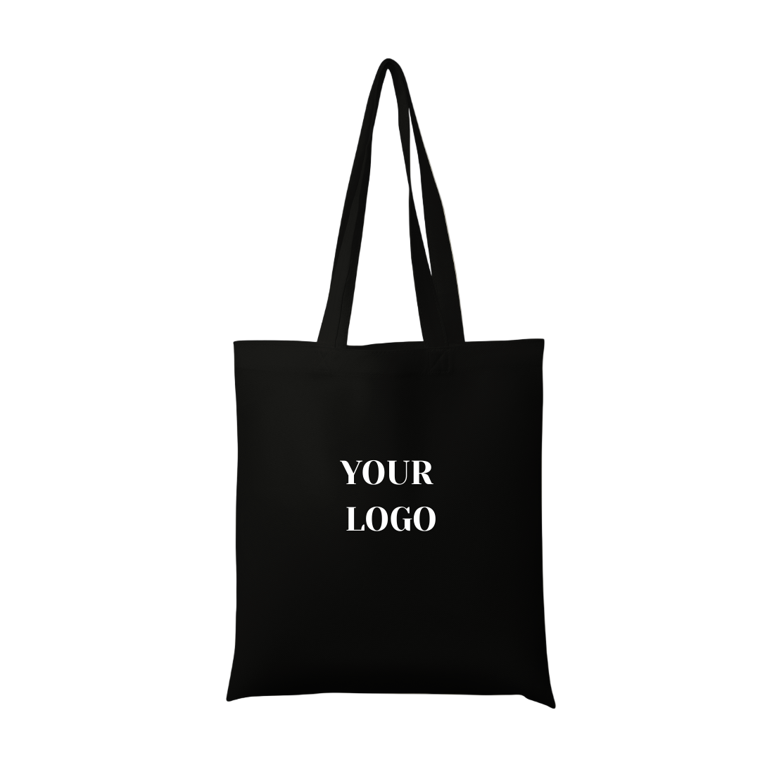 White cotton tote bag with customizable logo area