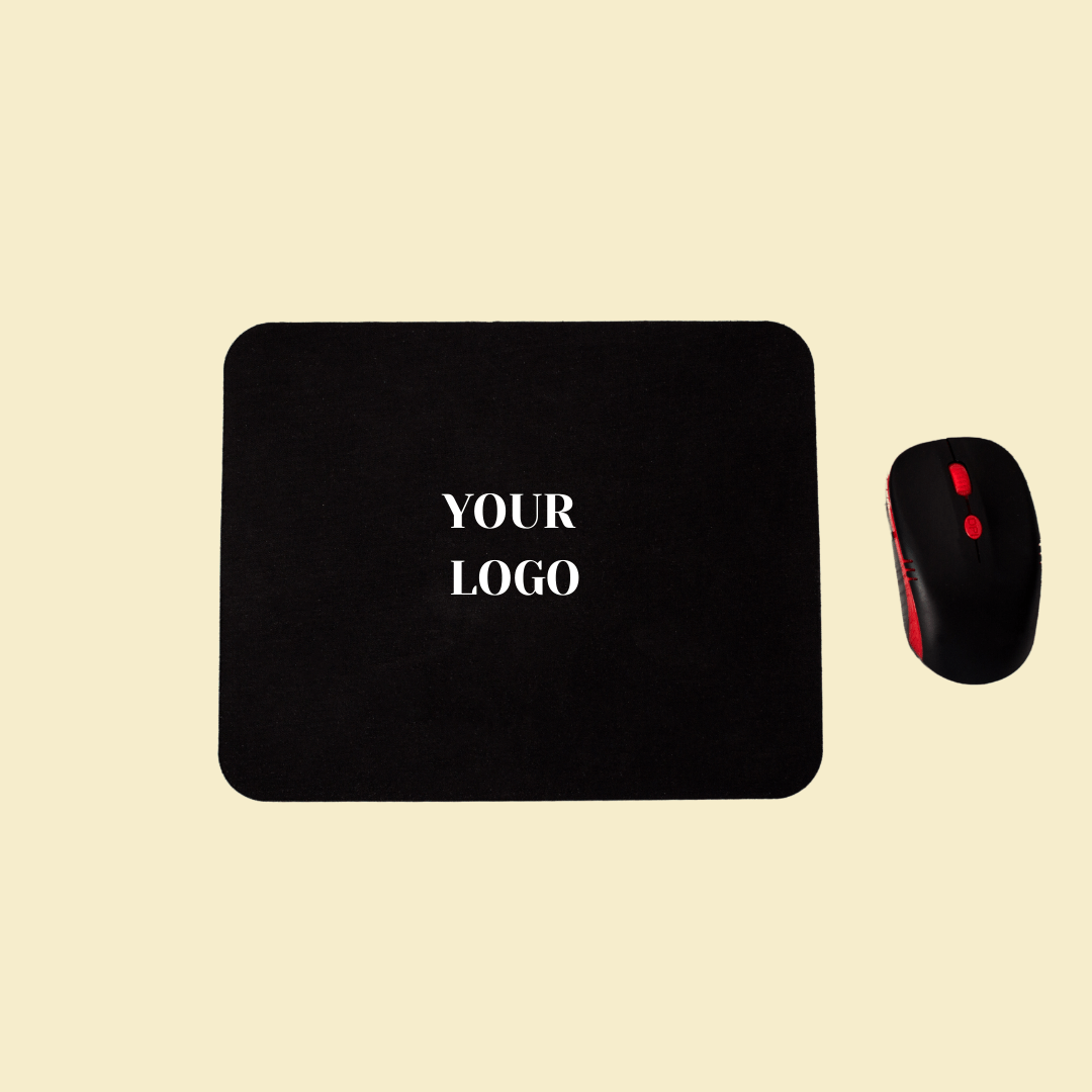 Black rectangular mousepad with customizable logo space